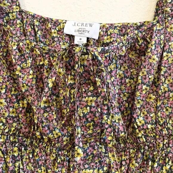 J. Crew Cinched-waist 100% Organic Cotton Top In Liberty Busy Izzy Fabric Size 8 - Picture 6 of 12